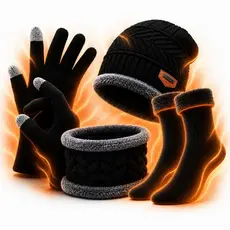 Kit Inverno Touca Gorro Forrado Cachecol + Luva + Meia Térmica Quente Frio Intenso Unissex