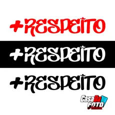 adesivo frase + respeito para moto, capacete, bike, carro e decoração feito em vinil automotivo branco preto vermelho