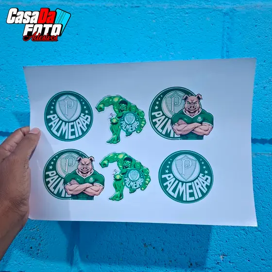 Cartela de Adesivos Palmeiras em Vinil Laminado, Resistente á água para moto bike carro e decoração