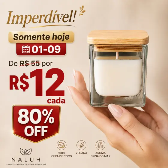 Vela Aromática no pote de 70 ml Quadrado p/ Lembrancinhas Brindes Batizados 100% Cêra de Côco