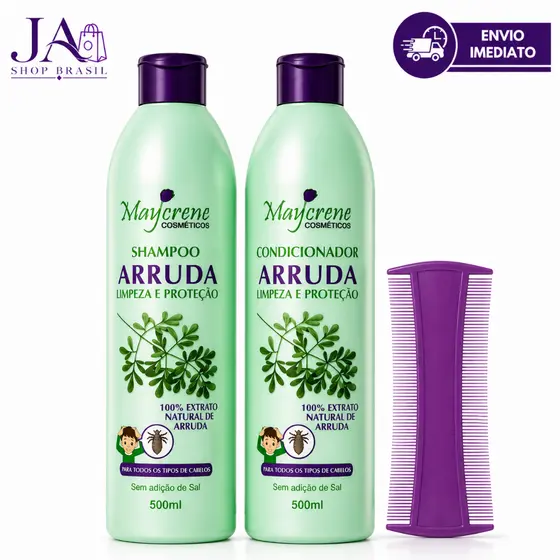 Kit Tratamento Capilar Shampoo + Condicionador + Pente Fino Cabelo Proteção Limpeza - Arruda