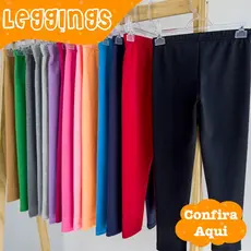 Kit 5 Calças Legging Infantil Molecotton Sem Pelúcia Elastano Tamanhos 02 ao 18 Cores Sortidas