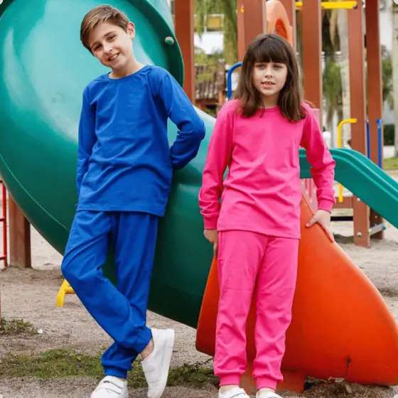 Conjunto Pijama Infantil Sortido 100% Algodão Camiseta e Calça Meia Estação Menina e Menino