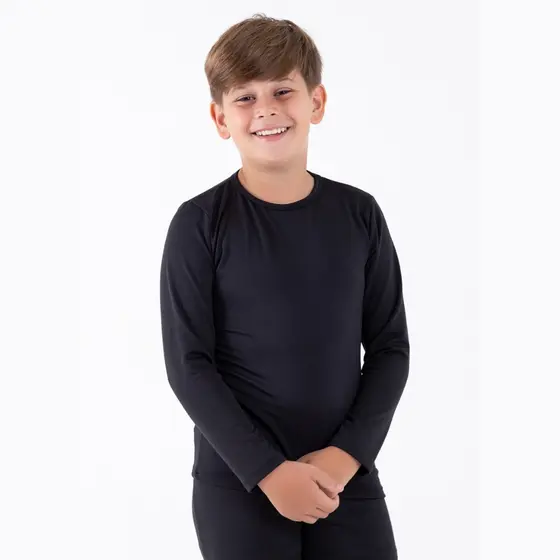 Blusa Térmica Infantil Peluciada Manga Longa Frio Inverno Segunda Pele Unissex Escola Proteção