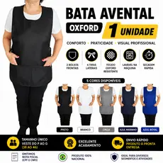 Bata Avental Oxford Feminino Com Bolso Amarra Lateral Cozinha Salão Limpeza
