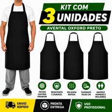 Kit 03 Avental De Frente Oxford Profissional Restaurante