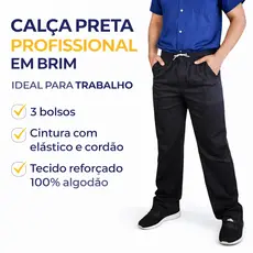 Calça Brim Uniforme Profissional Reforçada Trabalho 3 Bolsos