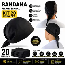 Kit 20 Bandanas Profissional Touca Chef Cozinha Hamburgueria