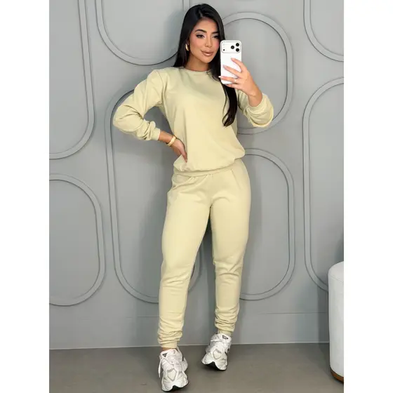 Conjunto Moletom Agasalho de Frio Calça Jogger Blusa Manga Longa Flanelado  Inverno