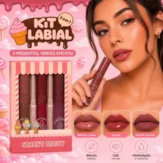 Kit Labial Sarah's Beauty - Gloss, Brilho Labial e Batom Cor 01