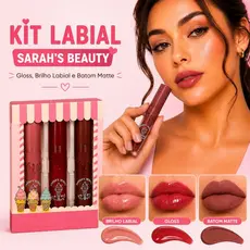 Kit Labial de Sorvetinho 3 em 01 Sarah's Beauty - Gloss Brilho Labial e Batom Matte
