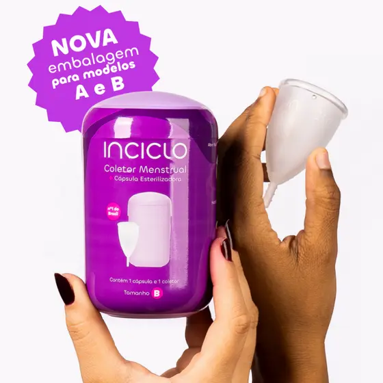 Coletor Menstrual Inciclo + Cápsula Esterilizadora Reutilizável Silicone Copinho