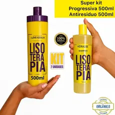 Kit Progressiva 500ML Lisoterapia Sem Formol Orgânica + Shampoo Anti-Resíduos 500ml Envio Imediato