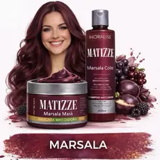 KIT Shampoo + Máscara Tonalizante Matizze Hidralise Marsala Intenso S/ Amônia 100% Natural