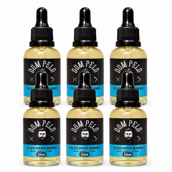 KIT 6x Óleos Pra Barba Dom Pelo 30ml Barba Macia Perfumada Modelador Hidratação