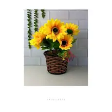 Kit Vaso Violeta Para Decoração de Casa e Fibra Sintética 14x10x10