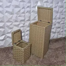 Kit Cesto de Roupas Roupeiro Lavanderia 60x30x30 e Lixeira  Banheiro Cozinha 30x20x20