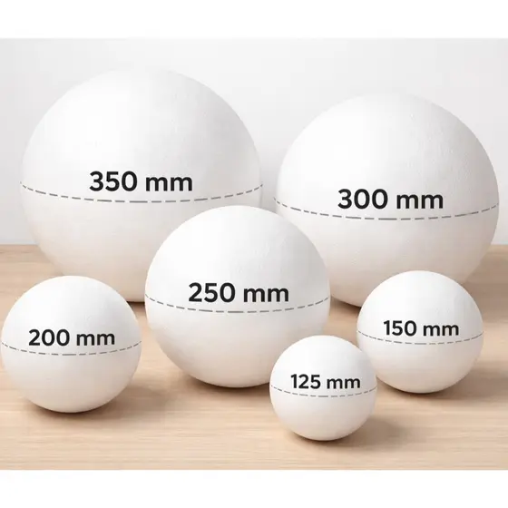 Bola de Isopor EPS Bipartida Oca (2 Metades) Diversos Tamanhos 125mm a 350mm Artesanato Decoração