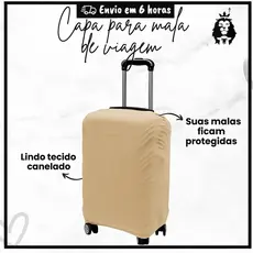 Capa de Mala De Viagem Luxo Bege 10kg a 23kg Tecido Premium Envio Imediato