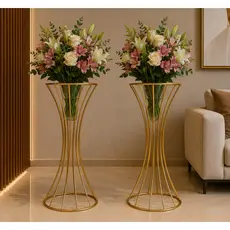 Vaso Dourado 60cm Luxo Aramado Metal Centro de Mesa Decoração Festa Casamento Suporte Arranjos