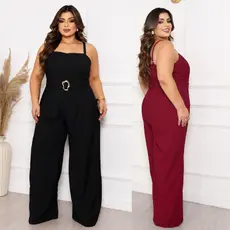 Macacão Plus Size Alfaiataria Elegance Premium Alça Regulável – GG, G1 e G2
