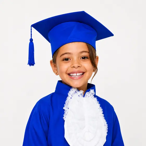Capelo de Formatura Infantil Pré escola Azul Royal e Preto