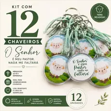 kit 12 chaveiros de gel ovelha "O Senhor é meu Pastor, nada me faltará" (Salmo23 )