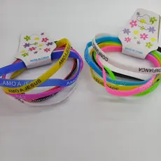 kit 6 pulseira de silicone, pulseira de borracha frases variadas Jesus,felicidades, saúde