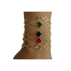 Pulseira trevo de quatro folhas, aço inoxidavel, trevo de 4 folhas,pulseira folhado