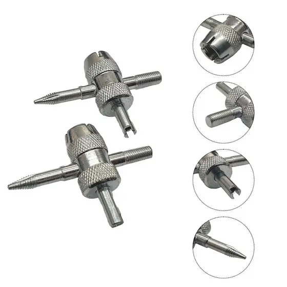 Kit 2 Chave Saca Válvula Extrator Pneu Carro Moto 4x1 Ômega