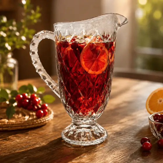 Jarra De Vidro Diamond 1,2L Para Água Suco Drinks Bico Jaca DIamante Abacaxi Transparente