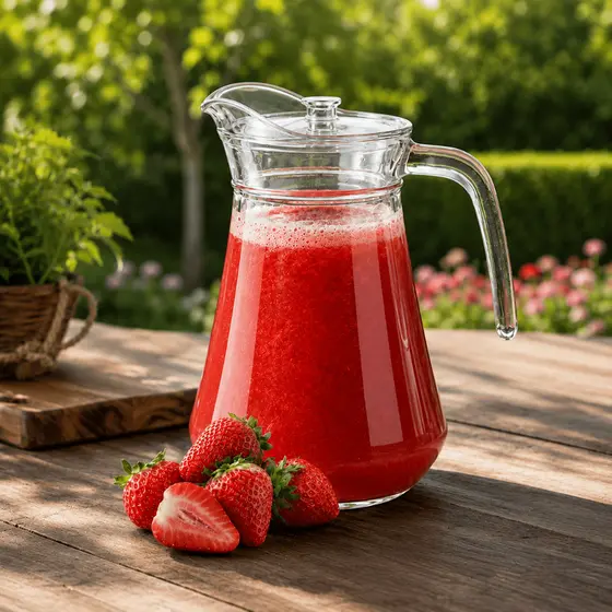 Jarra de Vidro Com Tampa 1600ML Alça Para Agua Sucos Drinks Bares Restaurantes Cozinha Almoço Jantar