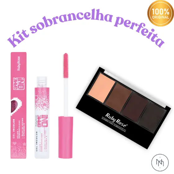 Kit Sobrancelha Perfeita - Gel Incolor de Cílios e Sobrancelhas Game On + Trio de Sombras para Sobrancelha com Primer