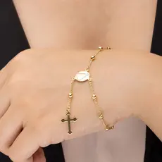 Pulseira Terço Feminina Banhado Ouro 18K