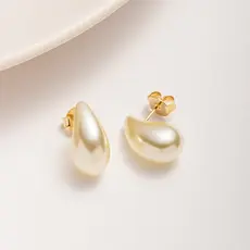 Brinco Gota D'água Pérola Em Formato Vírgula Banhado Ouro18K