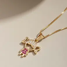 Colar Pingente Filha, Menina, Semijoia, Ouro 18K