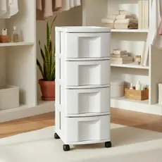 Gaveteiro Plástico Todo Branco 4 Gavetas com Rodízios – Organizador Multiuso Agraplast 600