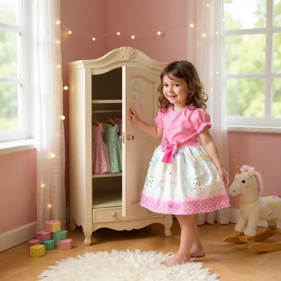 Vestido Festa Casual Manga Curta Ribana Canelado Infantil Chuva De Bençãos