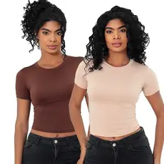 Baby Tee Feminina - Blusa Slim Fit Manga Curta - Blusa de Compressão