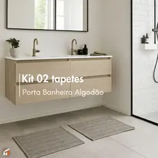 Kit 02 tapetes Porta Banheiro Algodão 0,47x0,65 Cores Modernas