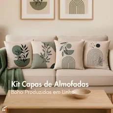 Kit Capas de Almofadas Boho Produzidas em Linho Alta Qualidade Para Decoração 4 Unidades 43X43 CM