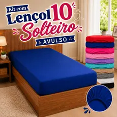 Kit com 10 Lençol Solteiro Avulso COM elástico na borda toda