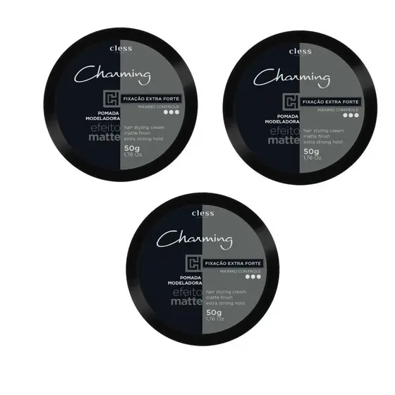 Kit C/3 Ceras finalizadoras Extra Forte Efeito Matte 50g - Charming Men