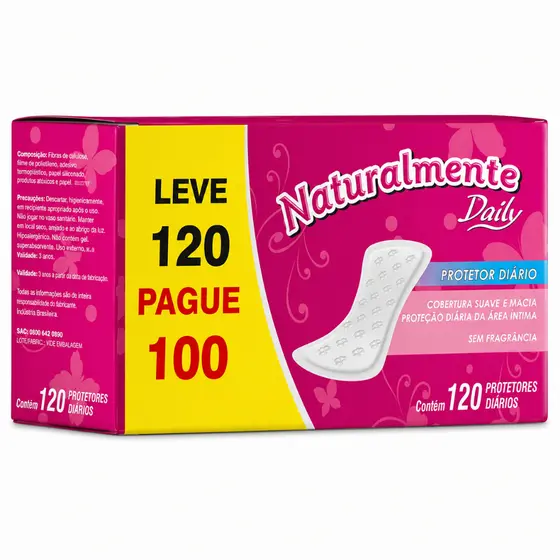 Protetor Diário Naturalmente Daily 120Un - Evergreen