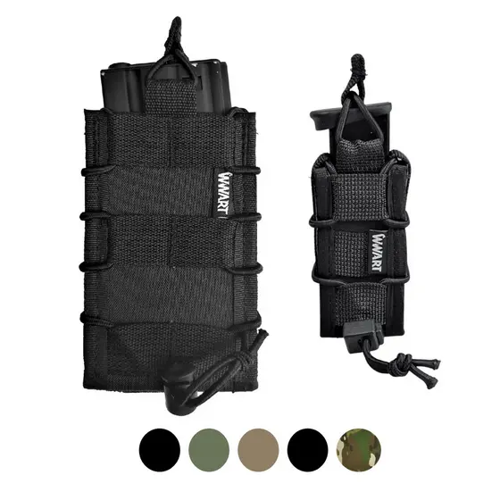 Kit Porta Magazine Carregador + Pistola/Lanterna Modular Preto Verde Tan Multicam