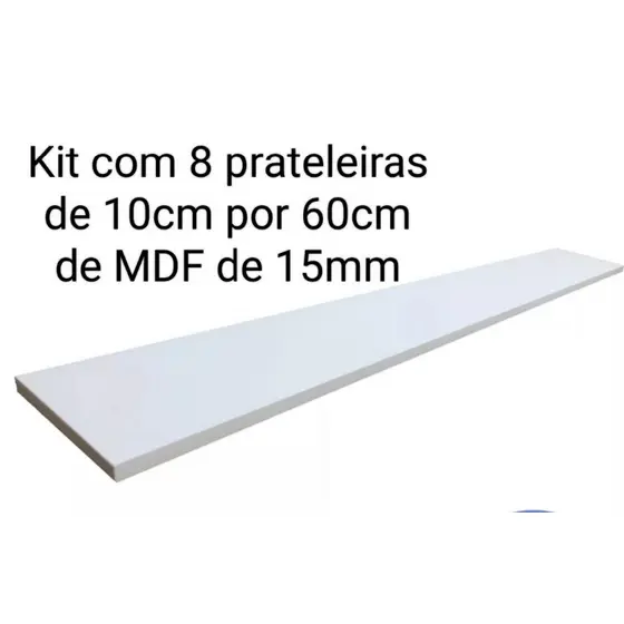 Kit 8 Prateleiras 10x60cm em MDF para Esmaltes | Expositor Organizador de Parede