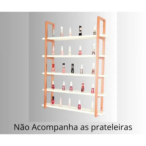 par de suporte estilo industrial de 10x80, salão, expositor, prateleira, esmalteiro, metal.