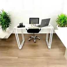 Mesa Escritório Industrial 110x55cm Pé Duplo Madeira MDF Mesa Computador Home Office