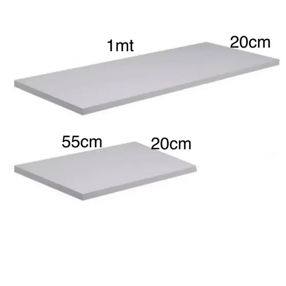 Kit 2 Prateleiras MDF Branco 15mm 100x20 e 55x20cm com Borda PVC | Parede Decoração