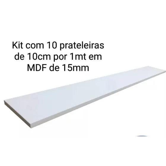 Kit com 10 prateleiras em MDF de 10cm por 1mt, estantes, decoração, Parede